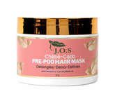 Chébé-Cado Pre-Poo Clay Mask for natural hair, designed to detangle, strengthen, and detoxify curls while prepping for easy styling. Made with Chébé and avocado for hydration and reduced breakage.
