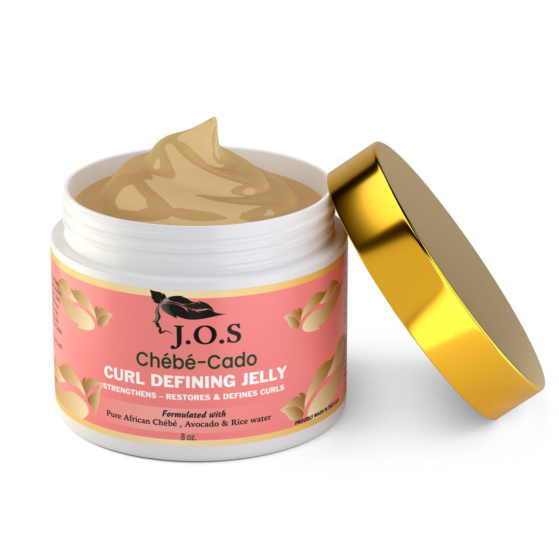 Curl Defining Jelly in a clear jar, highlighting its smooth texture and rich ingredients designed to enhance and define natural curls while minimizing frizz.

